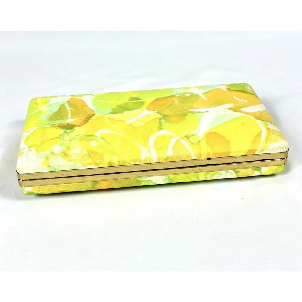 Vintage MELE Abstract Gold Swirl Hard Tortoise Shell Jewelry Box Travel Case